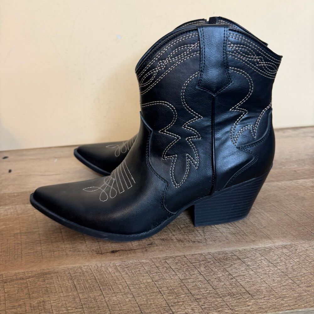 Indigo western black ankle boots booties cowgirl size 10 - Picture 1 of 8